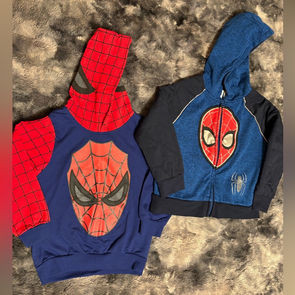 Two Spider-Man hoodies—one full zip, both awesome, size 3T EUC